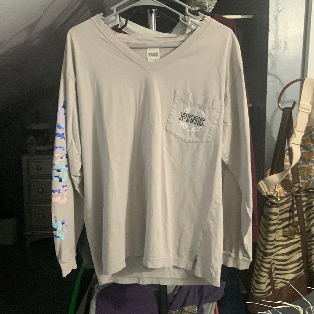 PINK Victoria’s Secret tan long sleeve shirt